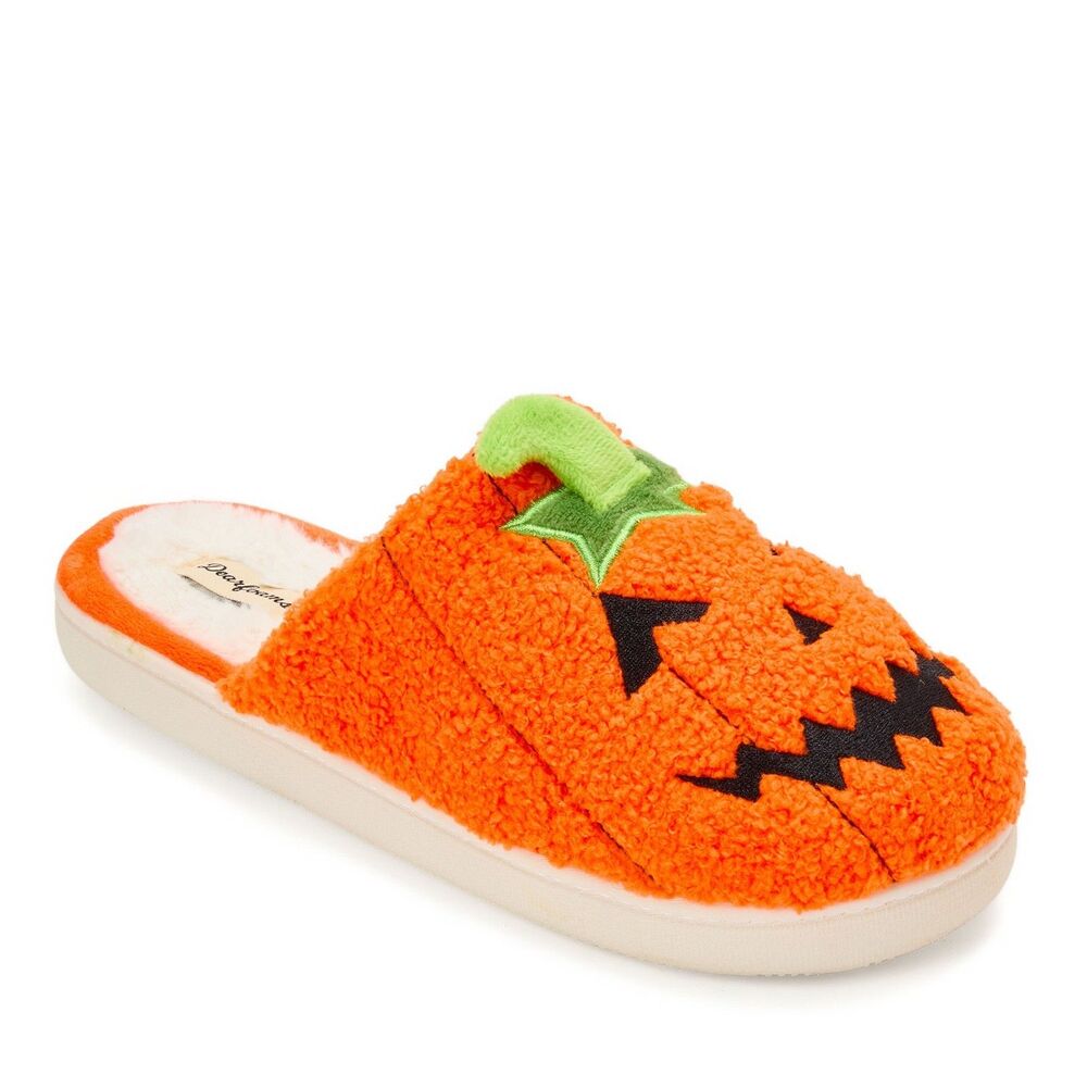 Dearfoams Unisex Halloween Pumpkin Scuff Slippers - Mens 7/8 -Womens 9/10 NEW